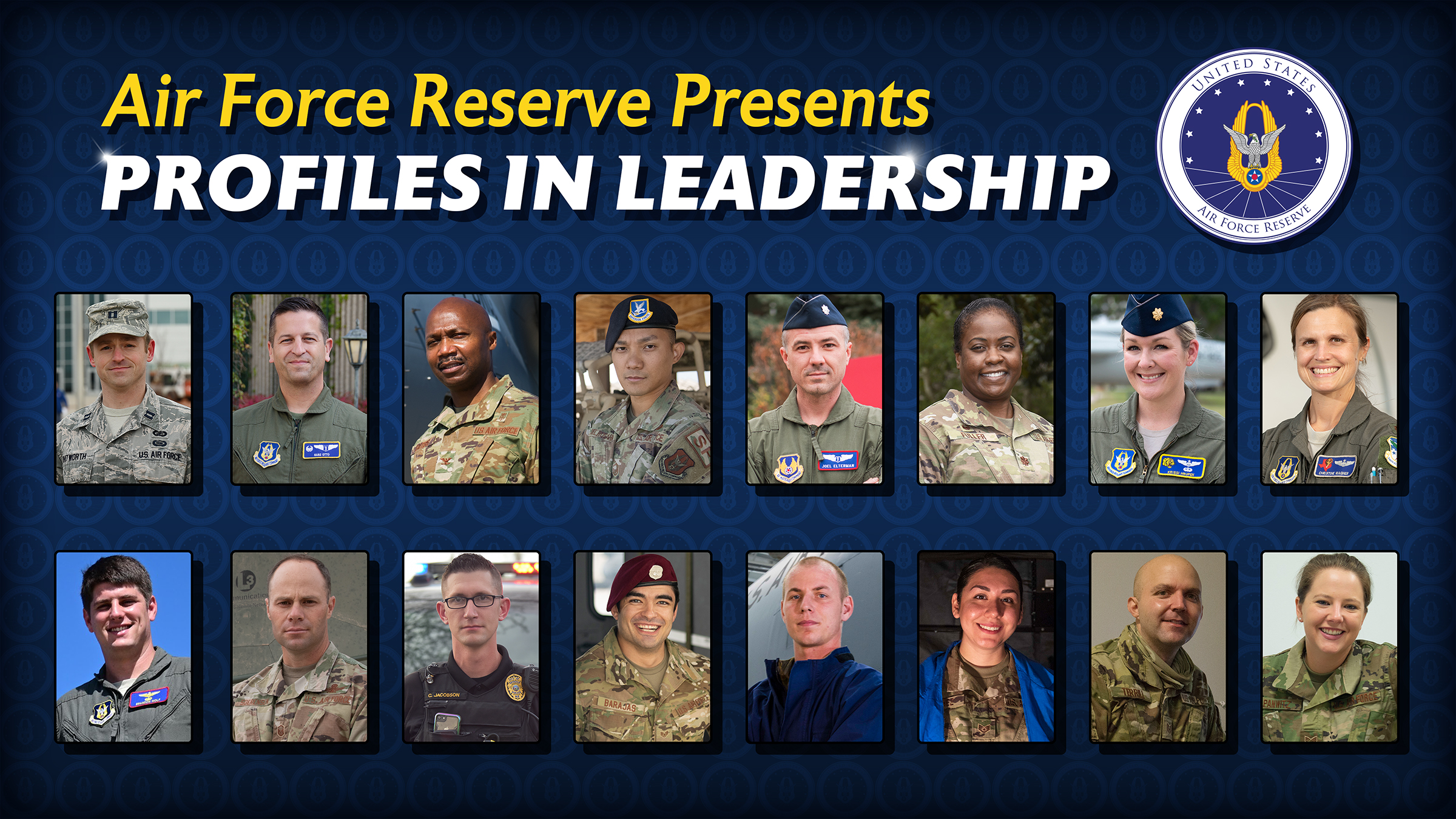 Air Force Reserve Command Profiles in Leadership Volume 6 main image. Click on individual images for names and full poster. 
